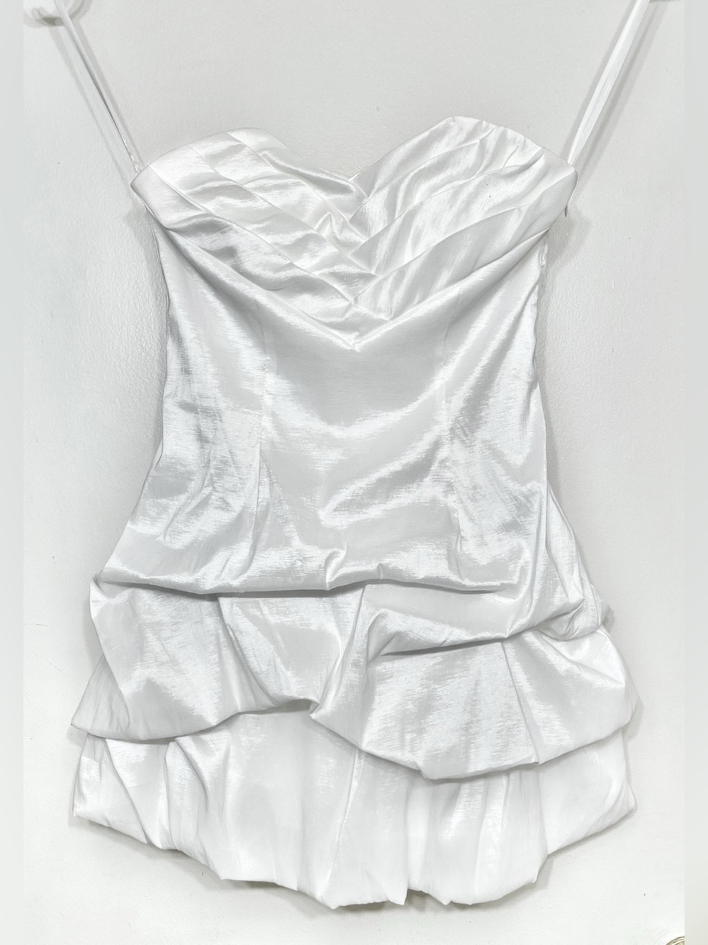 Strapless White Satin Mini Dress (Graduation, Bridal, Bachelorette, Sweet 16)